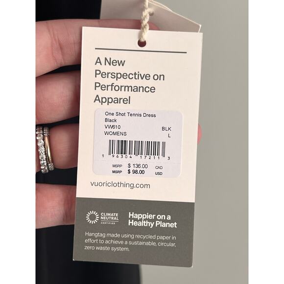 Vouri One Shot Performance Stretch Knit Mini Tennis Dress Black Women's L NWT - Picture 11 of 14